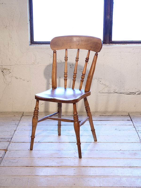 英国アンティーク木製キッチンチェア/ダイニングイス/おしゃれ椅子(76