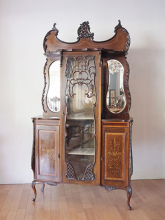 マホガニーインレイミラーキャビネット